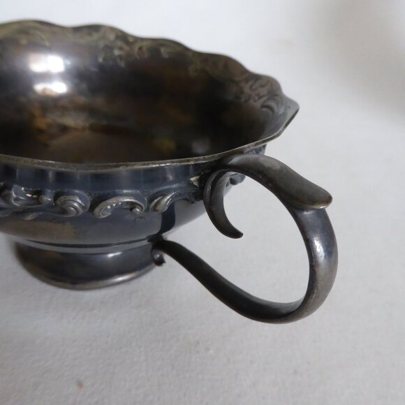 VINTAGE 1800’s MERMOD JACCARD QUADRUPLE PLATE SILVER TEA CUP & SAUCER - Picture 10 of 13